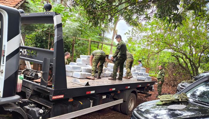  Com apoio de cão de faro, PMPR encontra 2 toneladas de drogas e armas em bunker no Interior